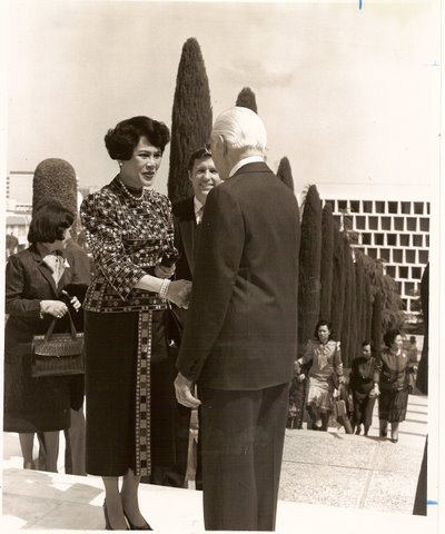 Herbert W. Armstrong welcoming Queen Sirikit to his luncheon in her honor 